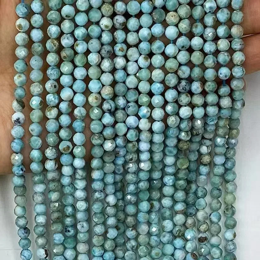 

Ларимар граненый круглый 2 мм 3 мм 4 мм Оптовая продажа для ювелирных изделий своими руками ожерелье 37 см свободные бусины природа