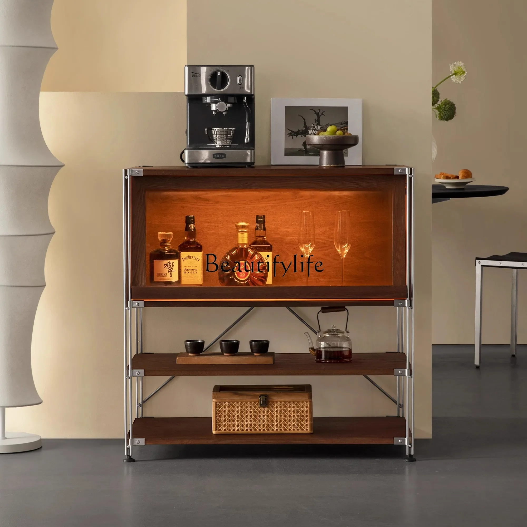 

01 Nordic solid wood magazine cabinet living room multi-functional display cabinet