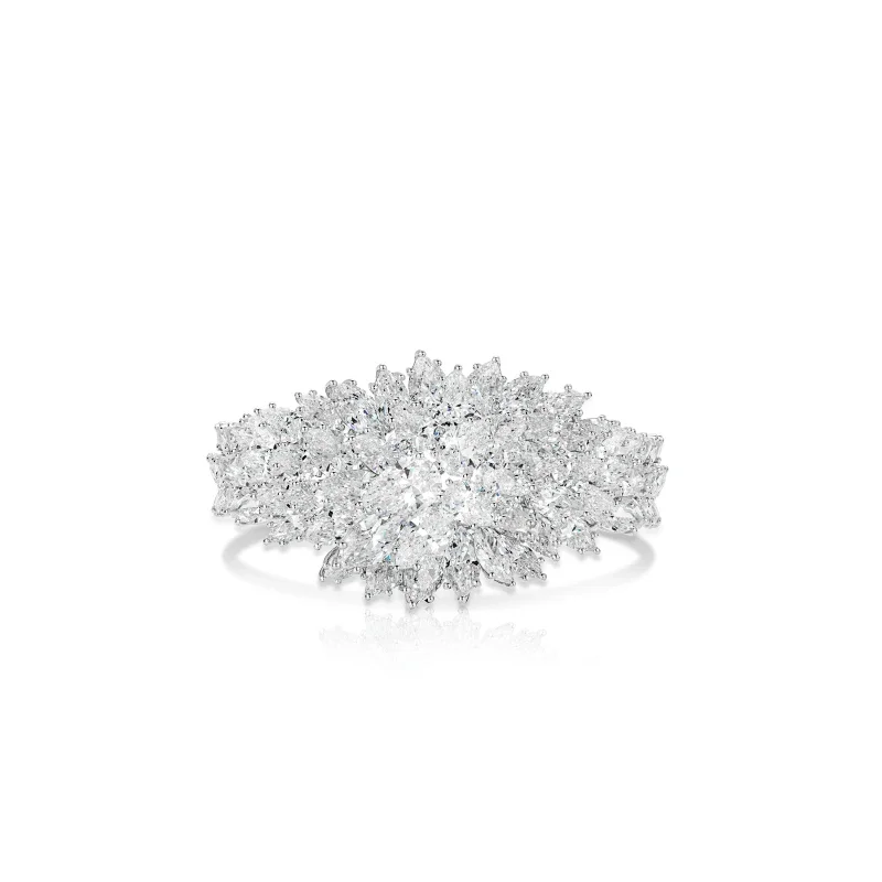 Bellux Luxury Bracelet 925 Silver Gold Plated Pear Cut Sparkling Zircon Floral Design Bridal Wedding Party Jewelry Bangle