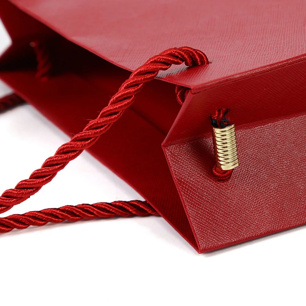 

4Pcs Red held Paper Bag Bags Portable Bags for Jewelry Gift Durable Portable Storage Party Boxes Thick Reusable