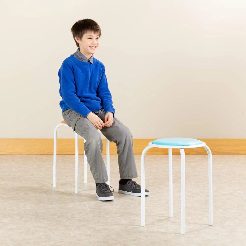 Stacking Stools with Padded Seats for Kids and Adults, 17 Portable Nesting Padded Classroom Stools, Pastel, Pack of 5