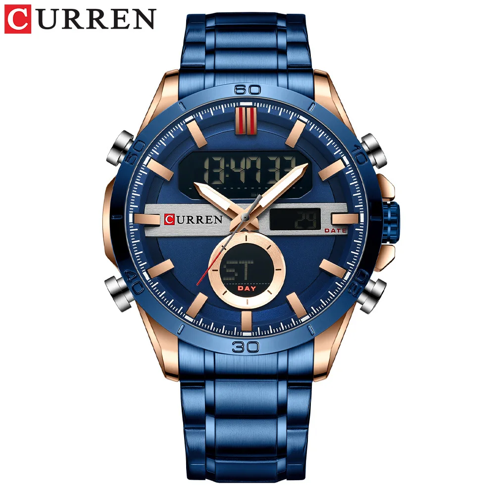 

Curren 8384 Luxury Watch Quartz Strip Men's Watch Waterproof Luminous Dual Display Watches for Men Relojes Para Hombres Relojes