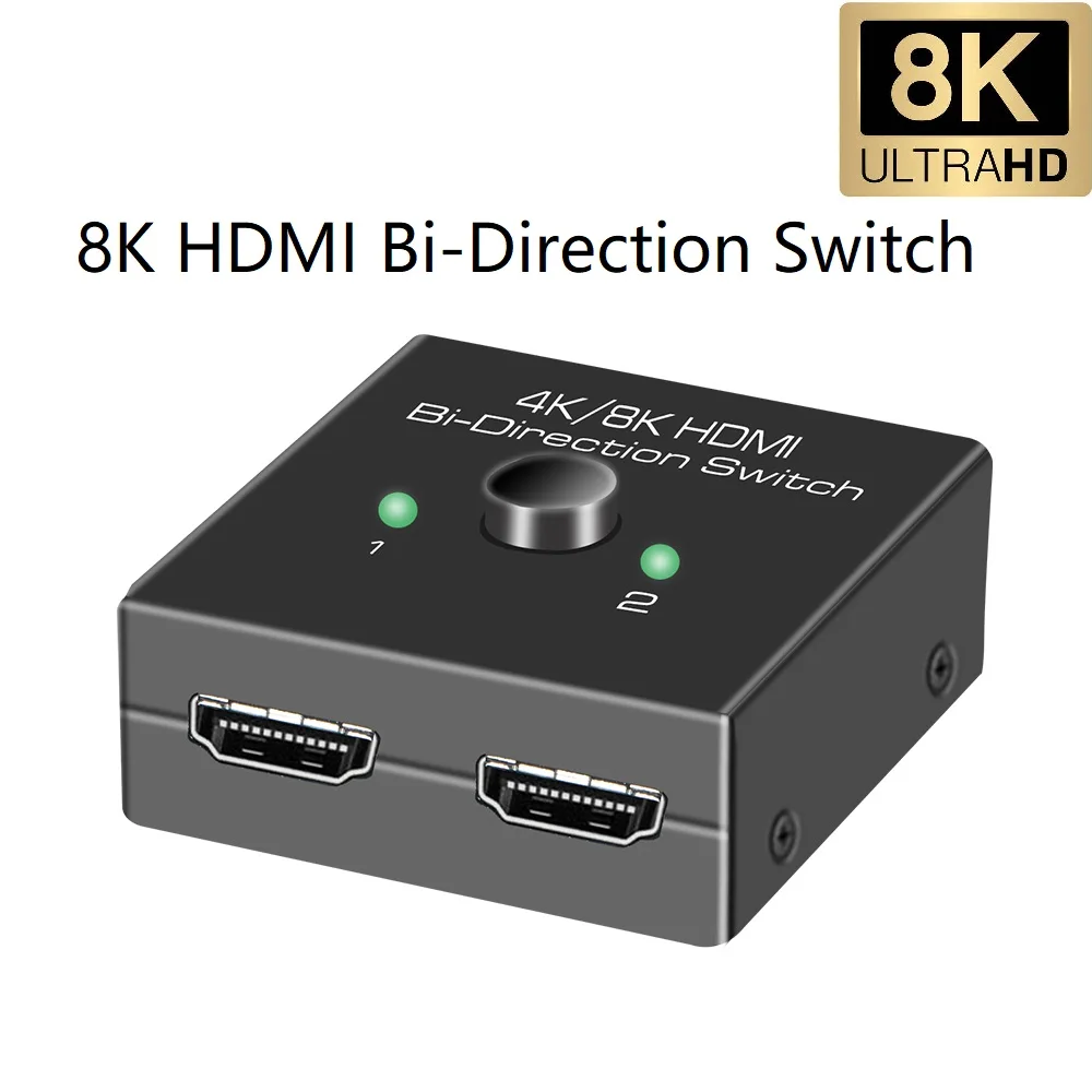 Comutador A e B compatível com HDMI, 2 em 1, HD, MI2.1, Bi-Direção, Divisor de Switch, 4K, 120Hz, VRR, ALLM, Dolby Vision, Atmos para PS5, 8K60Hz