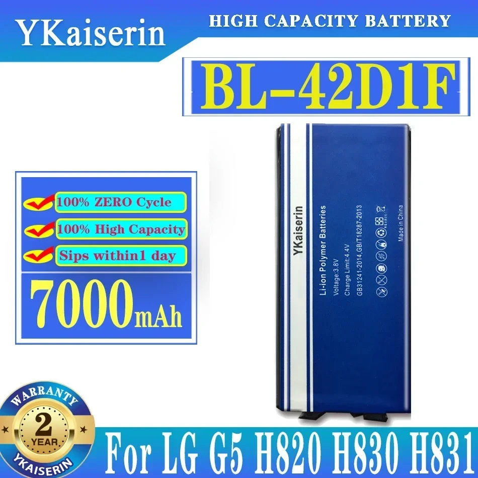 

Новый аккумулятор YKaiserin, 7000 мАч BL-42D1F BL42D1F для LG G5 VS987 US992 H820 H840 H850 H830 H831 H868 F700S F700K H960 H860N LS992