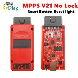 MPPS V21 Version Reset Button Unlimited Tokens Red PCB Board Full Chip With Breakout Tricore Cable ECU Chip Tuning Pro Tool