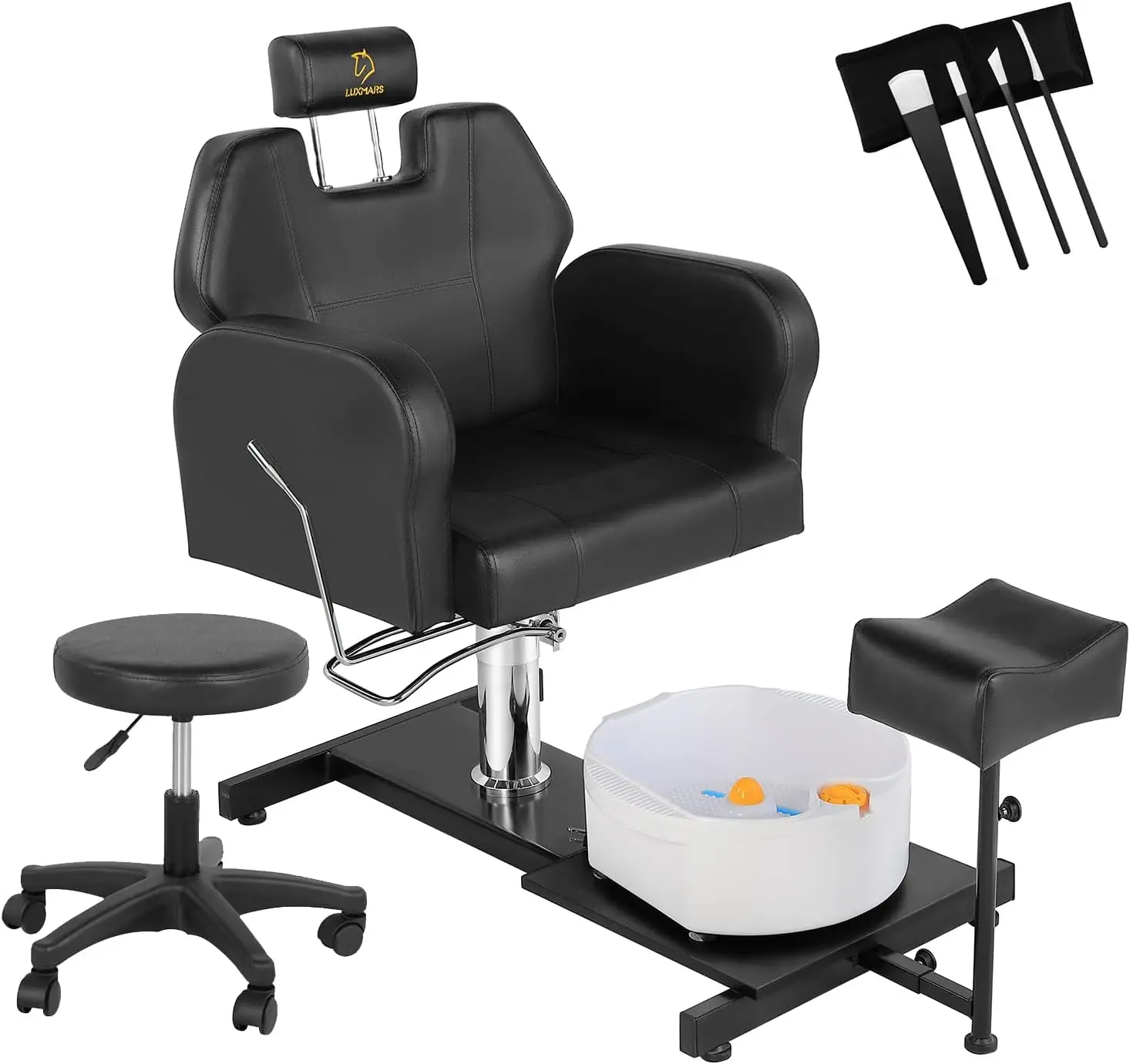 

Chair with Stool Massage Foot Bath Hydraulic Pedi Chair for Foot Bath Pedicure Chair 360° Rotation, Height Adjustable