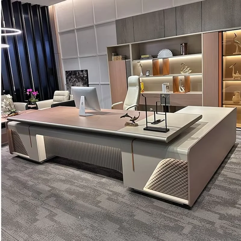 Asthetic Storage Executive Desk Strong Brown Luxury Modern Office Desks Wood Drawers Large Mesa De Escritorio Office Furniture