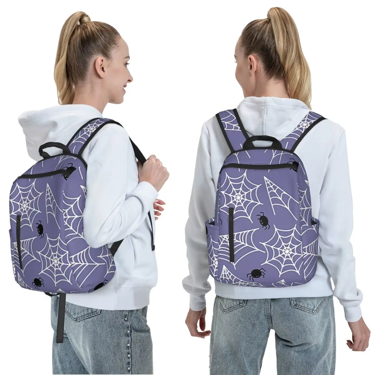 Halloween Black Cat Spider Gothic Witch Backpack Daypack Large Capacity Children BookBag School Bag Shoulder Bags for Men Women
