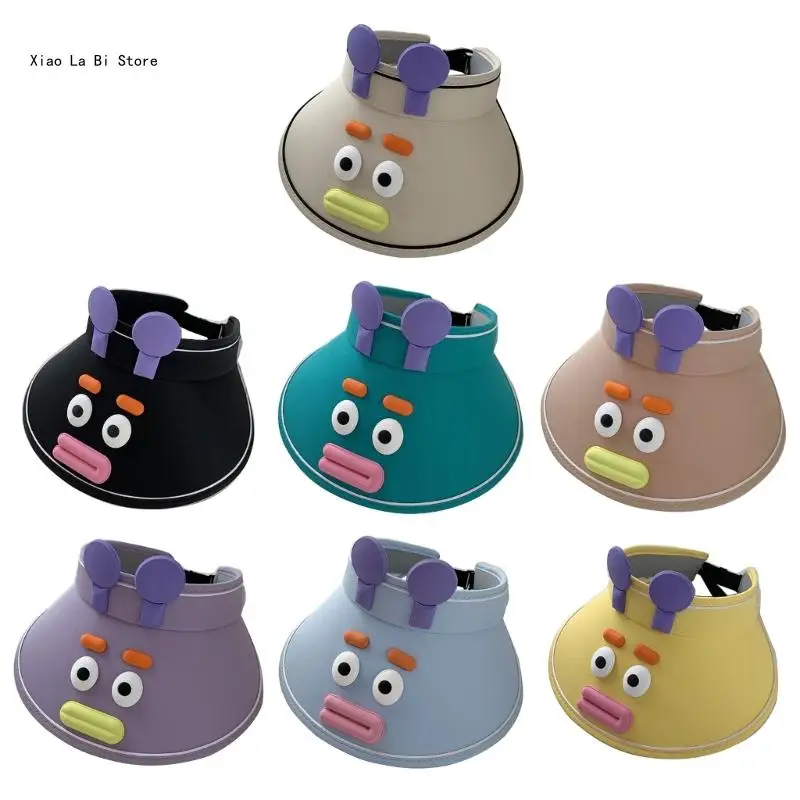 

Women Visors Hat Summer Long Brimmed Sunproof Hat Funny Big Eyes Cartoon Baseball Hat Female Beach Hat Outdoor Headwear XXFD