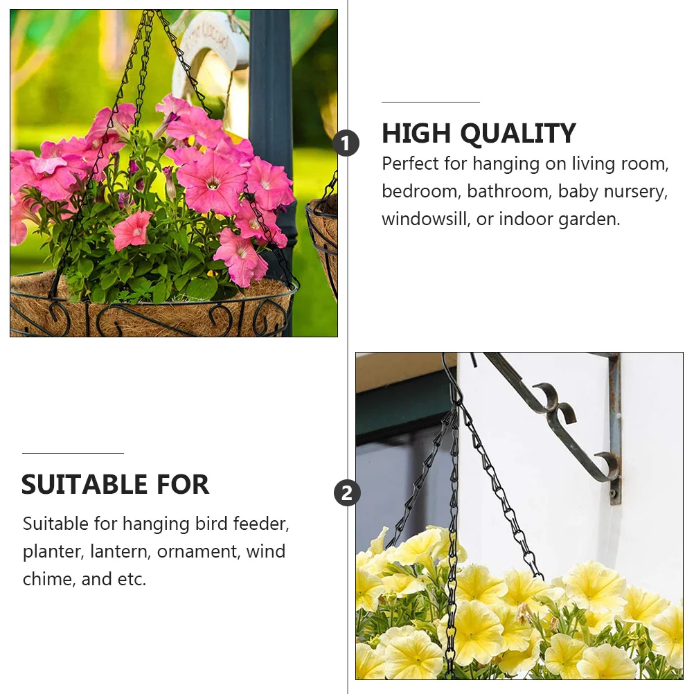 5 Pcs Flower Basket Bird Cage Chain Balcony Garden Plant Pot Hanging Flowerpot Hangers for Feeder Lantern Hook Iron Ornament