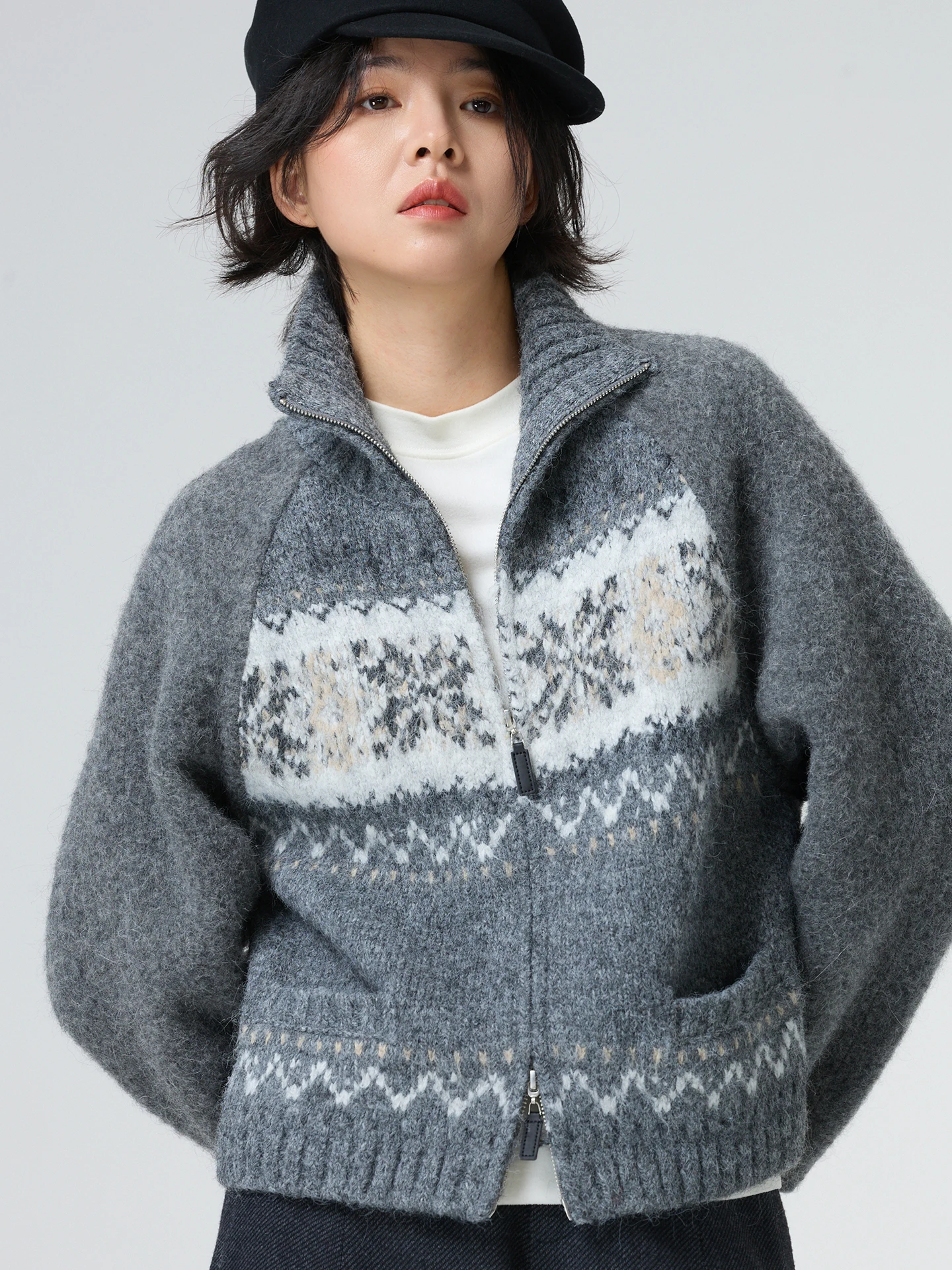 

WeTHEE Light Thi Warm ort Coat Special Knitted Cardigan Wool Alpaca Fabric Patchwork Fair Isle Casual Women's Sweater