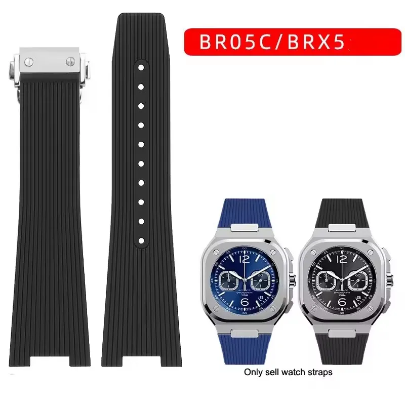 لينة سيليكون حزام الساعات ل بيل آند روس INSTRUEMENTS سلسلة BRX5R BR05 BR-05 المطاط سوار BR ساعة رياضية حزام 25*12 مللي متر