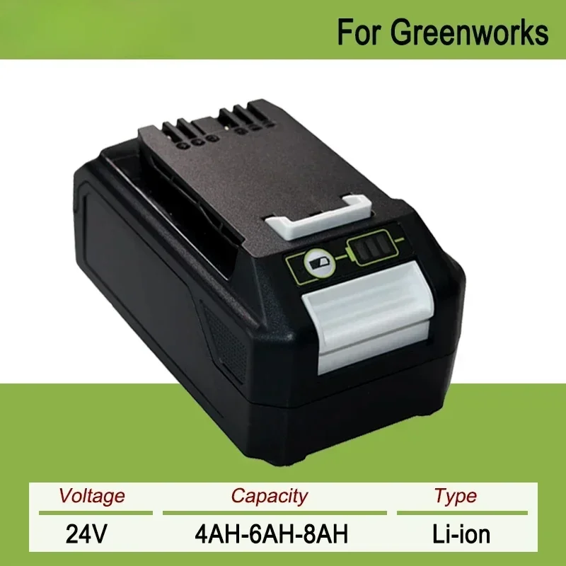 Brandneuer 4,0/6,0/8,0 Ah Lithium-Ionen-Ersatzakku für Greenworks 24 V Elektrowerkzeuge