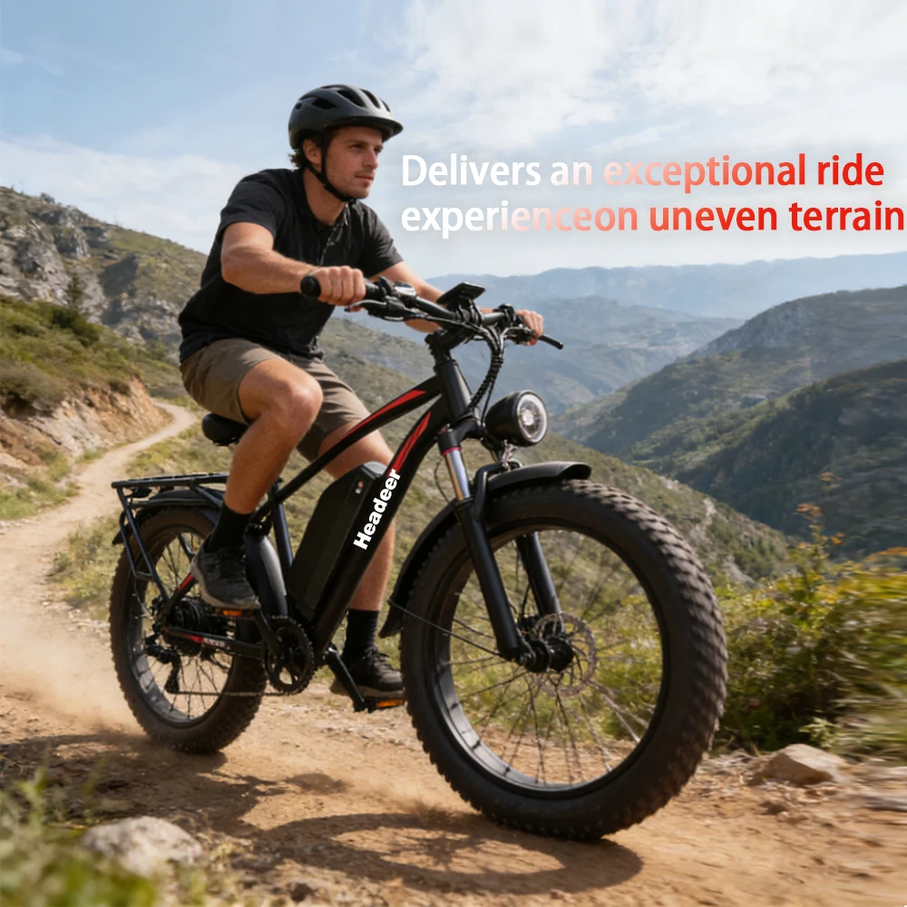 Vélo électrique HEADER BD2640 pour adultes, pneus neige 26*4.0 pouces, moteur 750W, batterie 48V 21.6Ah, mode assistance E-bike, 80KM, stock UE