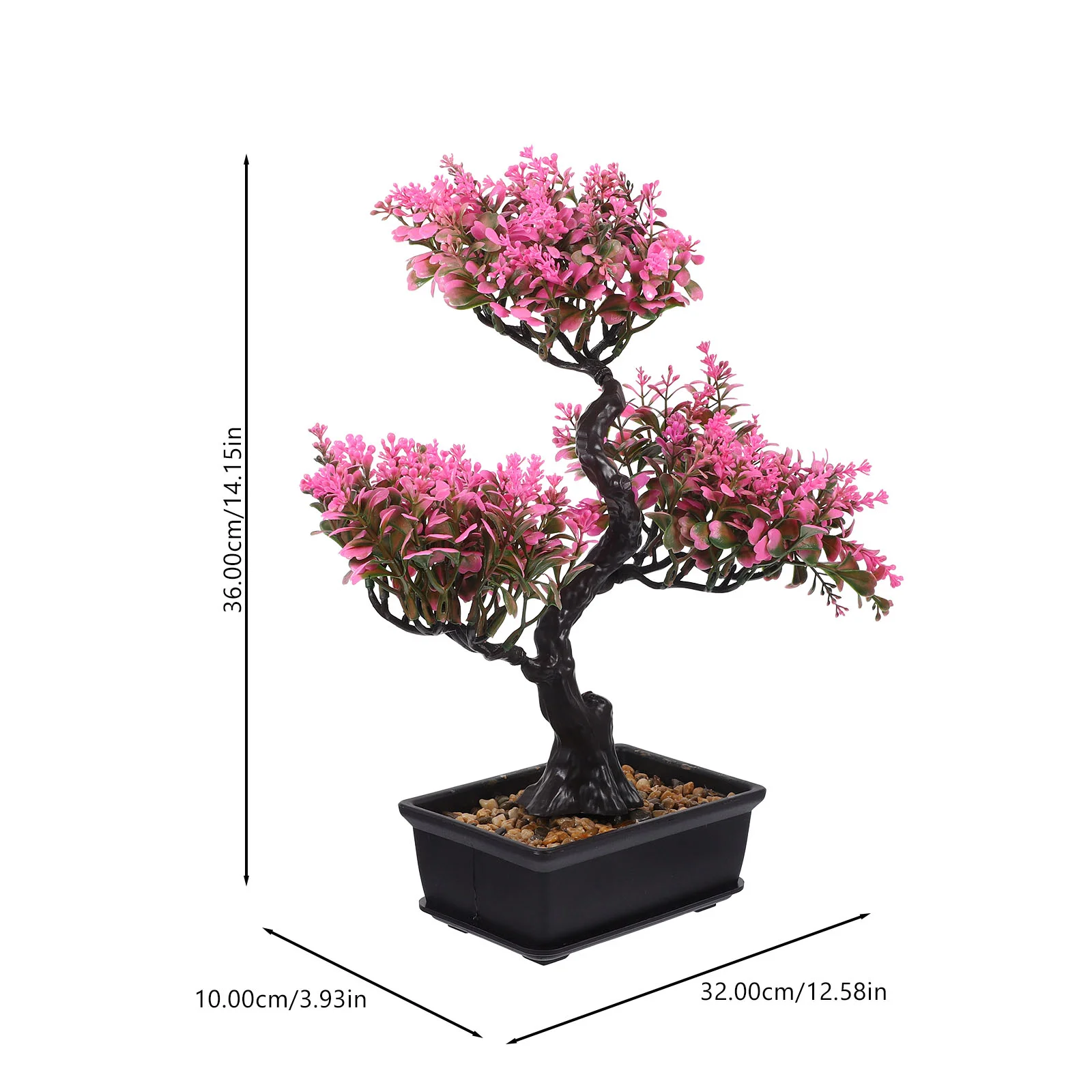 Artificial Pink Artificial Flowers Potted Bonsai Green Small Tree Pink Artificial Flowers Outdoor Faux Flowers Potted Ornaments