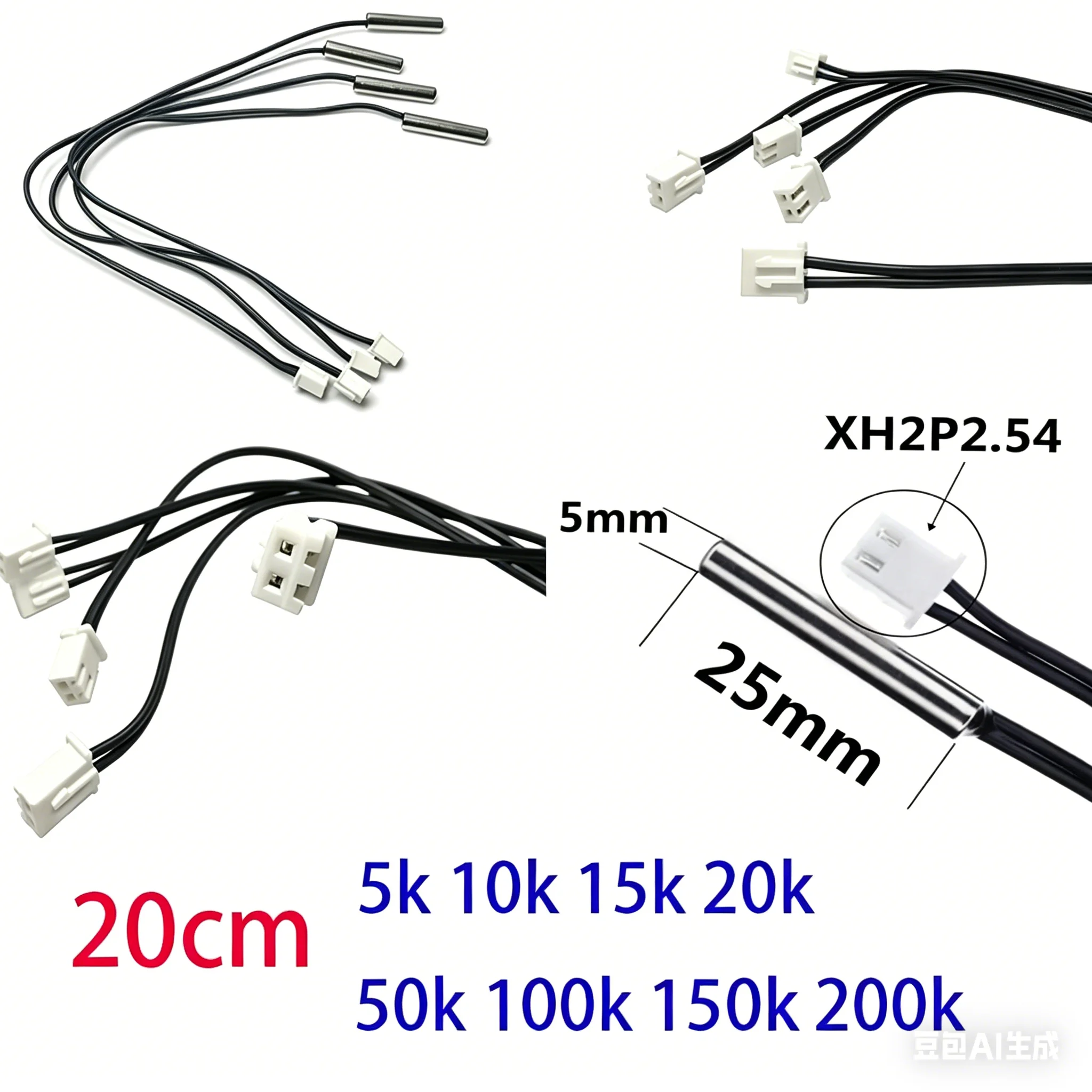 20CM Air Temperature Sensor NTC Thermistor Probe Temperature Sensing Head Waterproof 5K 10K 20K 50K 150K 100K 200K image 2