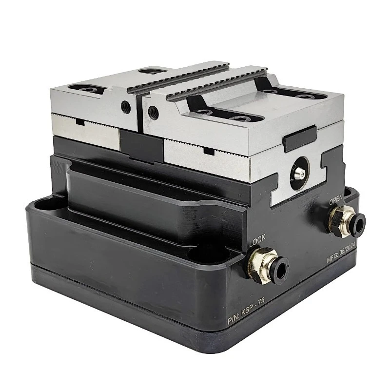 KSP2-75 + YZ-75 Pneumatic Self Centering Vise Air Clamping Force Block Fixture Precision Workholding For CNC Machine Tools