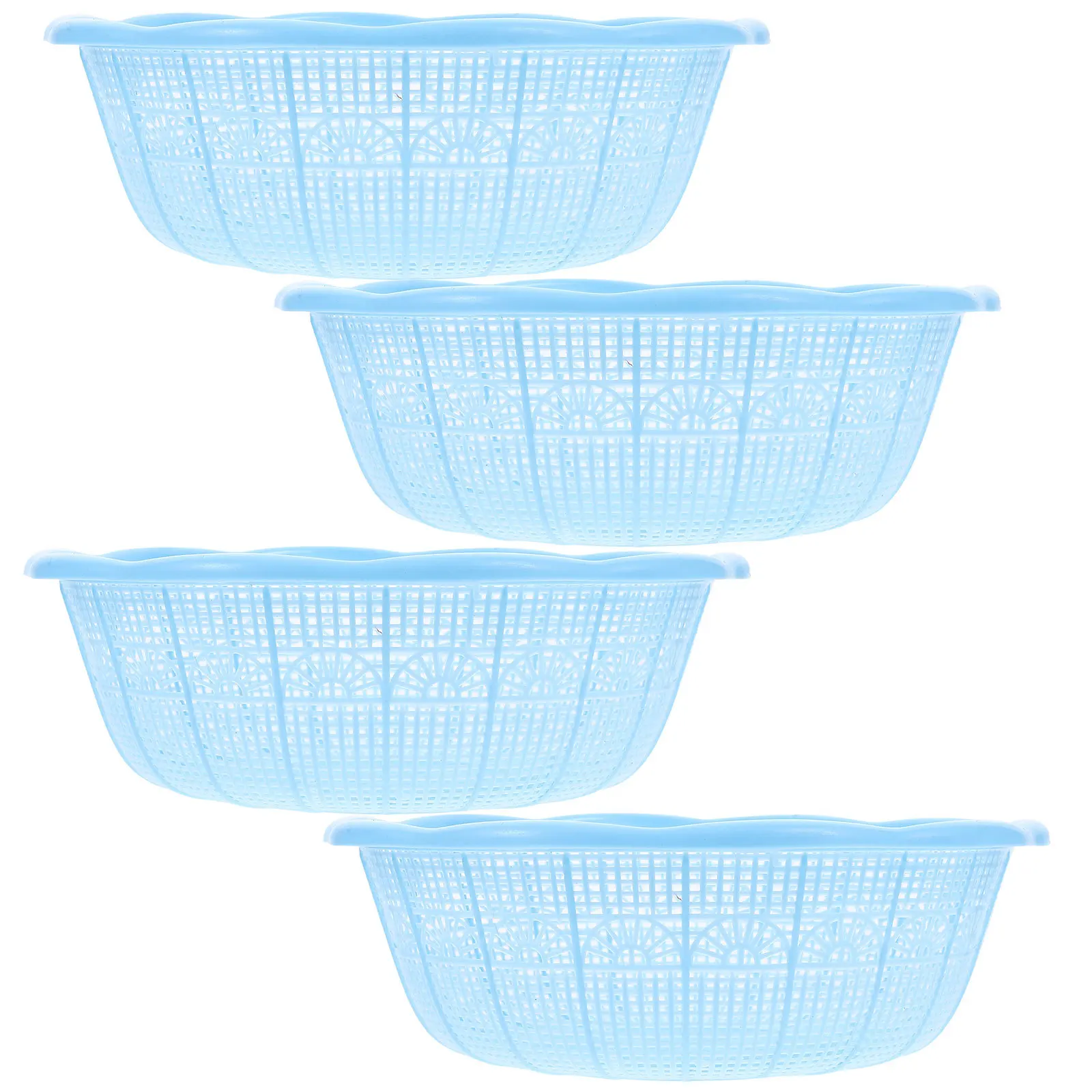 

4pcs Plastic Rice Basket Multifunctional Kitchen Colander For Washing Fruits Vegetables Strainer Bowl Leak Proof Storage Space