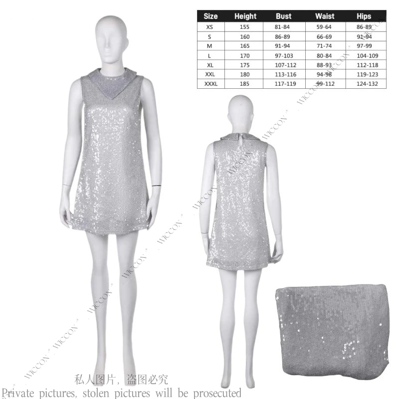 Silver Glitter Dress Anime Movie Cosplay Costume Sparkling Shine Sexy Dress Woman Outfit Daily RolePlay Halloween Party Play Set