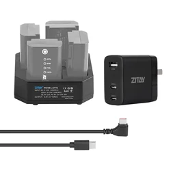 ZITAY 4-Channel Type C Fast Charging Station with PD 65W Quick Charger Adapter for Sony NP-FZ100 Batteries,Compatible with Sony