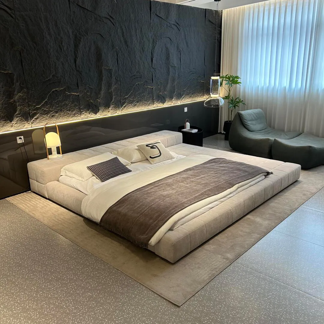 Couch rice bed Italian minimalist bed Frosted cloth bed 1.8 meters 1.5 meters Double