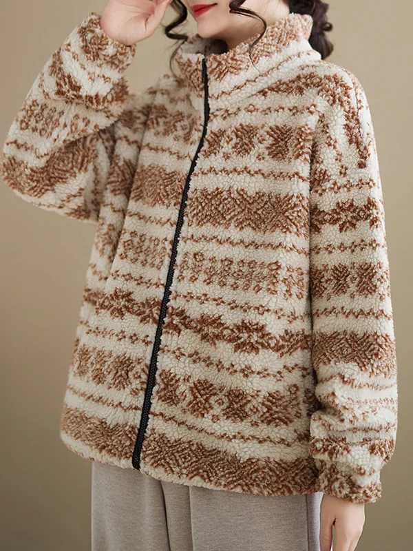 

Свободная длинная полосатая верхняя одежда в полоску, женское пальто, осень-зима, новинка, повседневная одежда на молнии, другой материал