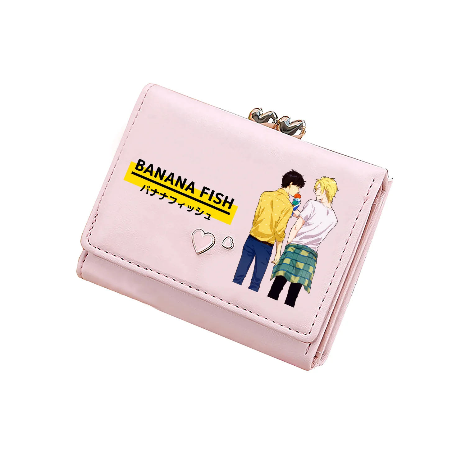 BANANA FISH Kawaii Coins Purses Ash Lynx Anime Short Wallets Pink Cute ID Card Holder Pu Leather Small Money Bags Girls Clutch