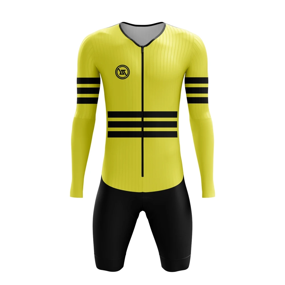 Pro Men's Cycling Long Sleeve Skinsuit With Gel Pad Shorts Jumpsuit Sportswear Bike Maillot Roupa Ciclismo Sets Bike Suit