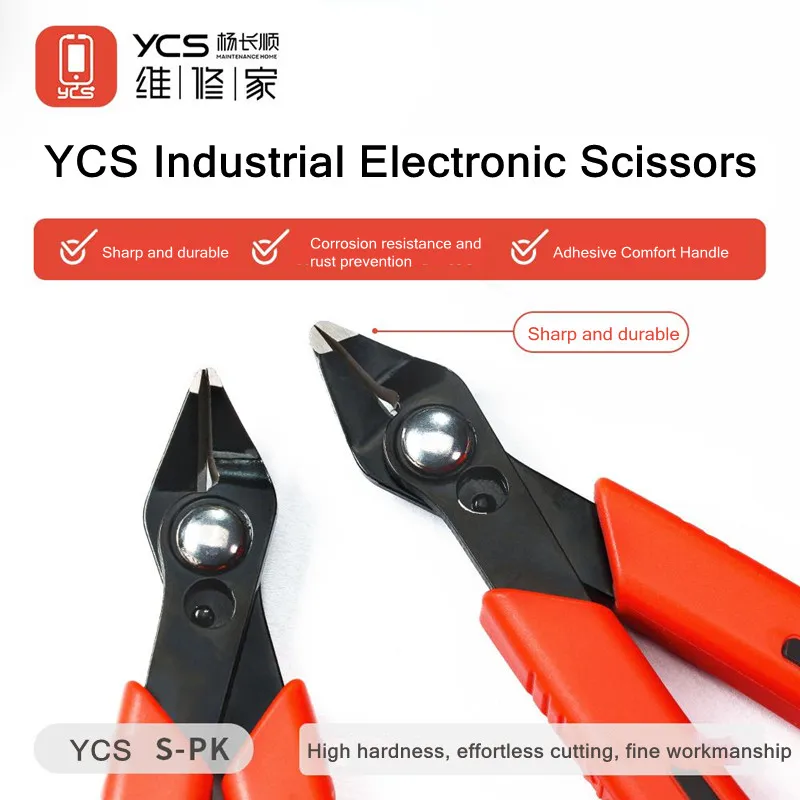 YCS S-PK High Hardnes Flat Nose Pliers for Mobile Phone Motherboard Frame Cutting Tool High Precision Electronic Scissors