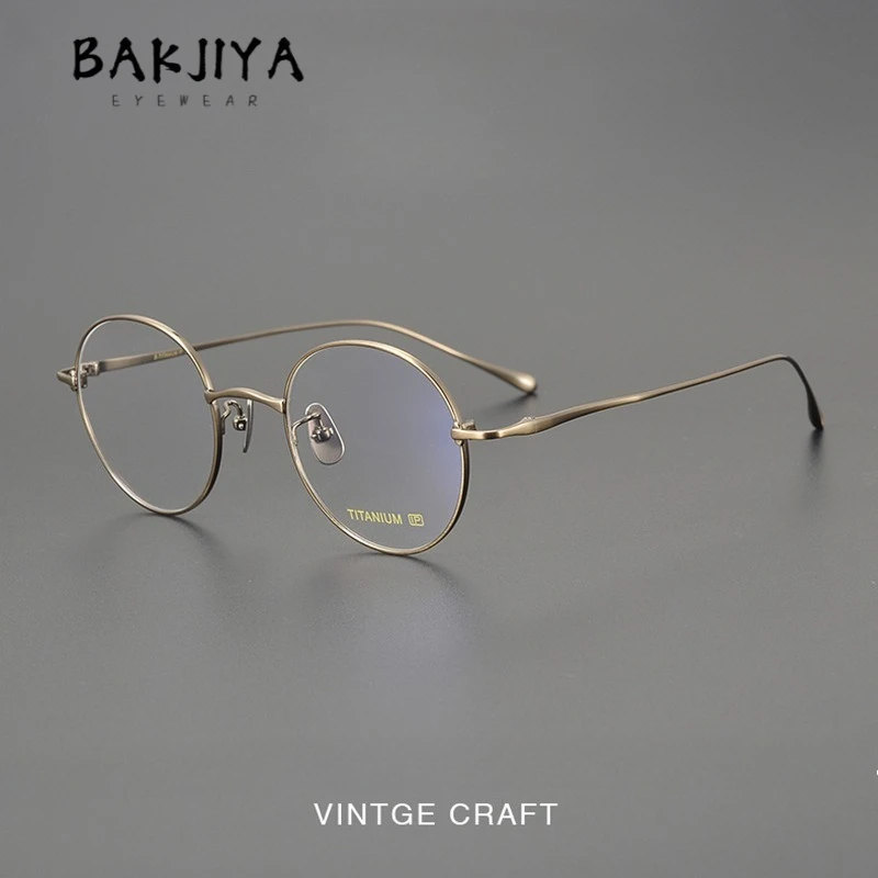 

Japanese Ultra-Light Pure Titanium Thin Round Frame Women's Eyeglasses Designer Retro Round Frame Bronze Black Silver Eyewear