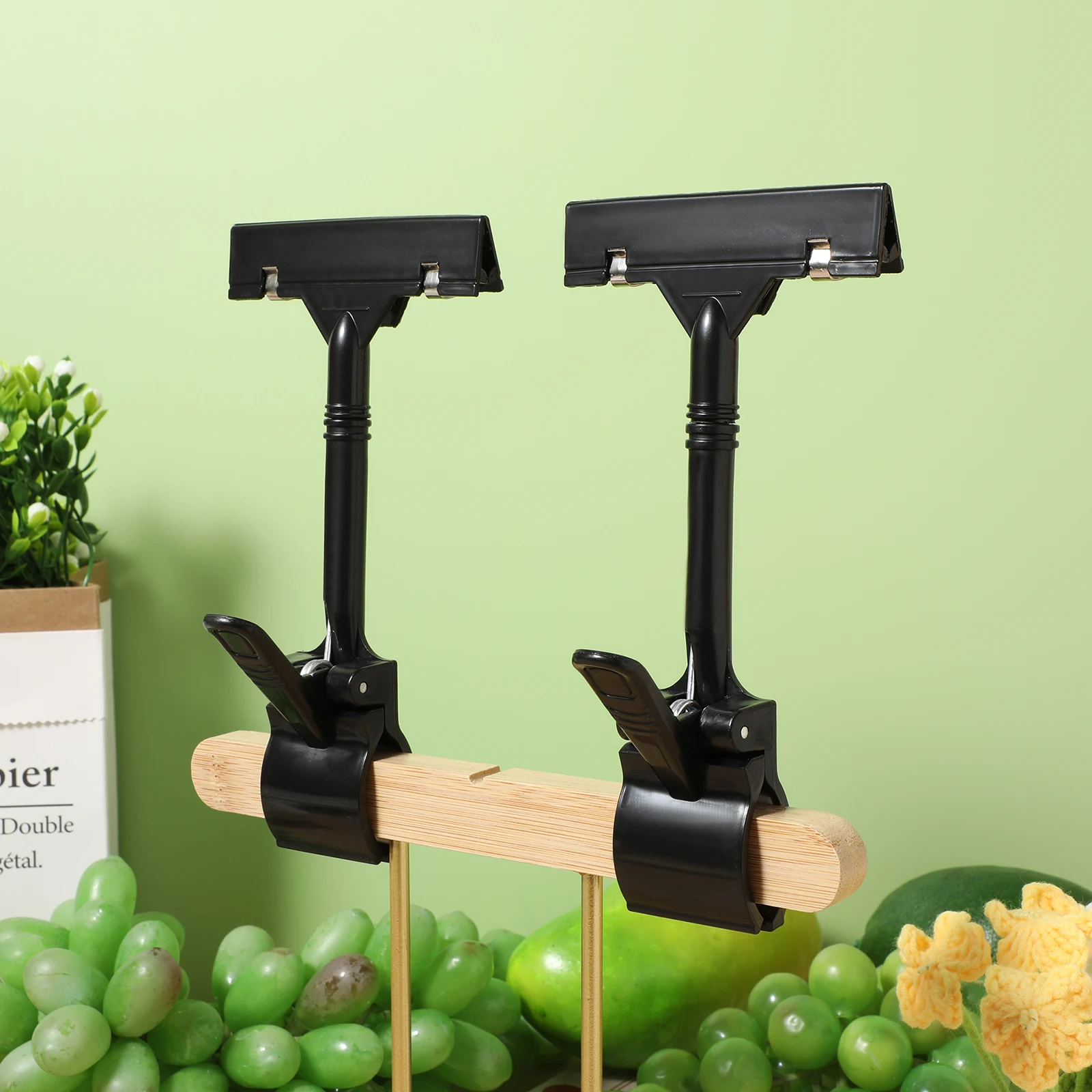 

10pcs Label Holder Plastic Sign Clip Price Tags Display Clamp Adjustable PP Material Multi-functional Promotional Advertising