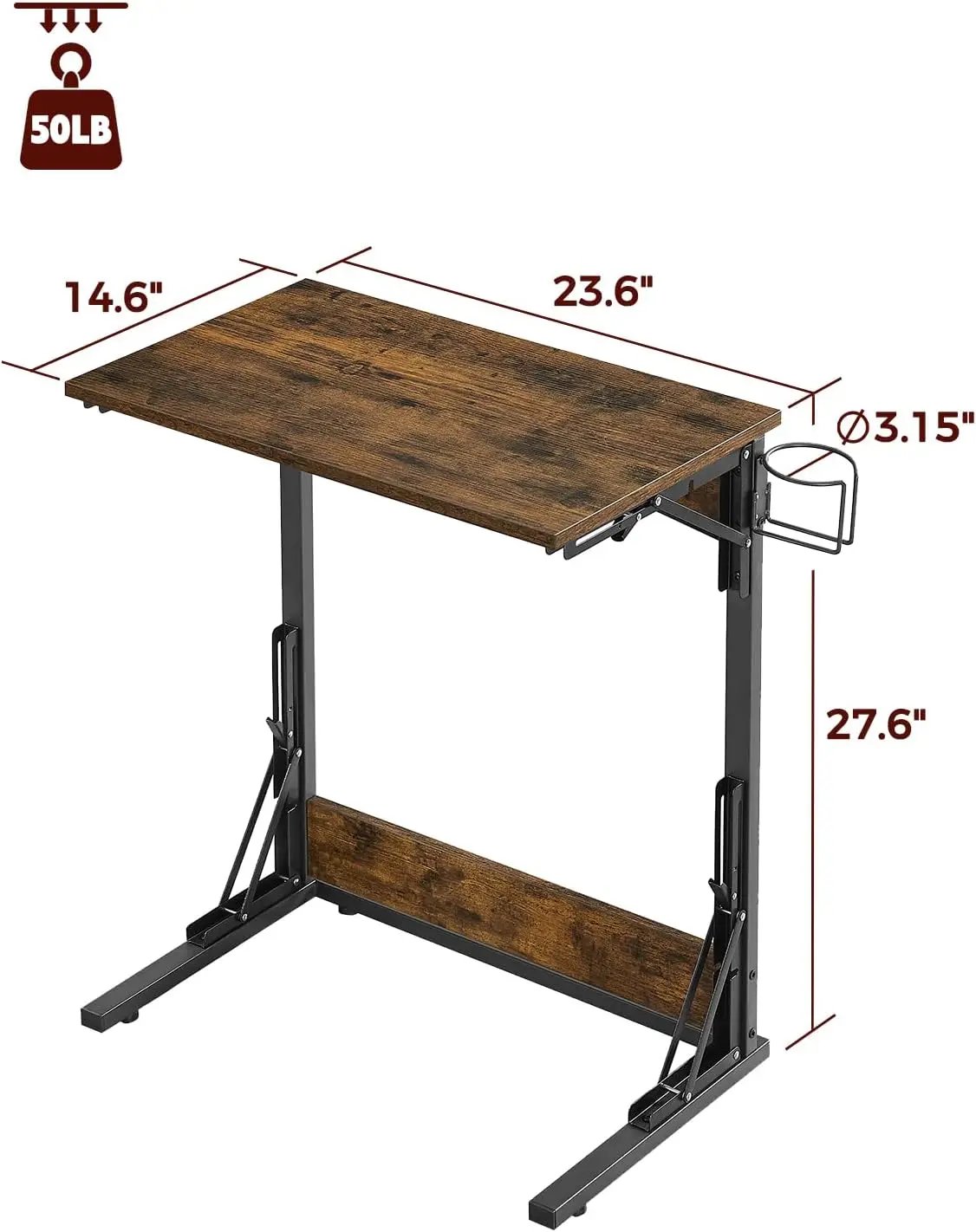 

Tatub 24"" Upgraded Folding Tv Tray Table, Foldable C Shaped End Table For Couch, Tv Dinner Tray With Cup Holder, Small