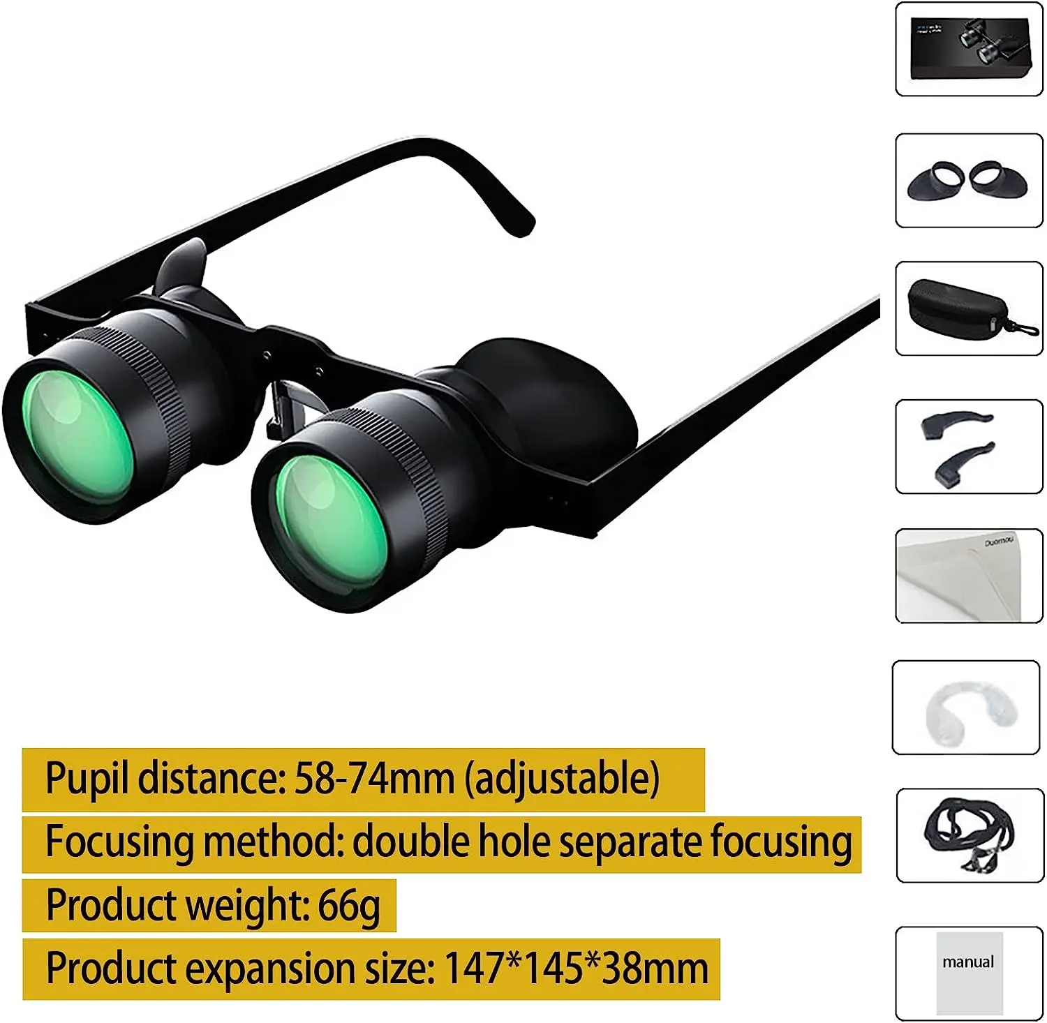 Binocolo da pesca per birdwatching all\'aperto, pesca, sport, teatro occhiali professionali a mani libere telescopio portatile HD