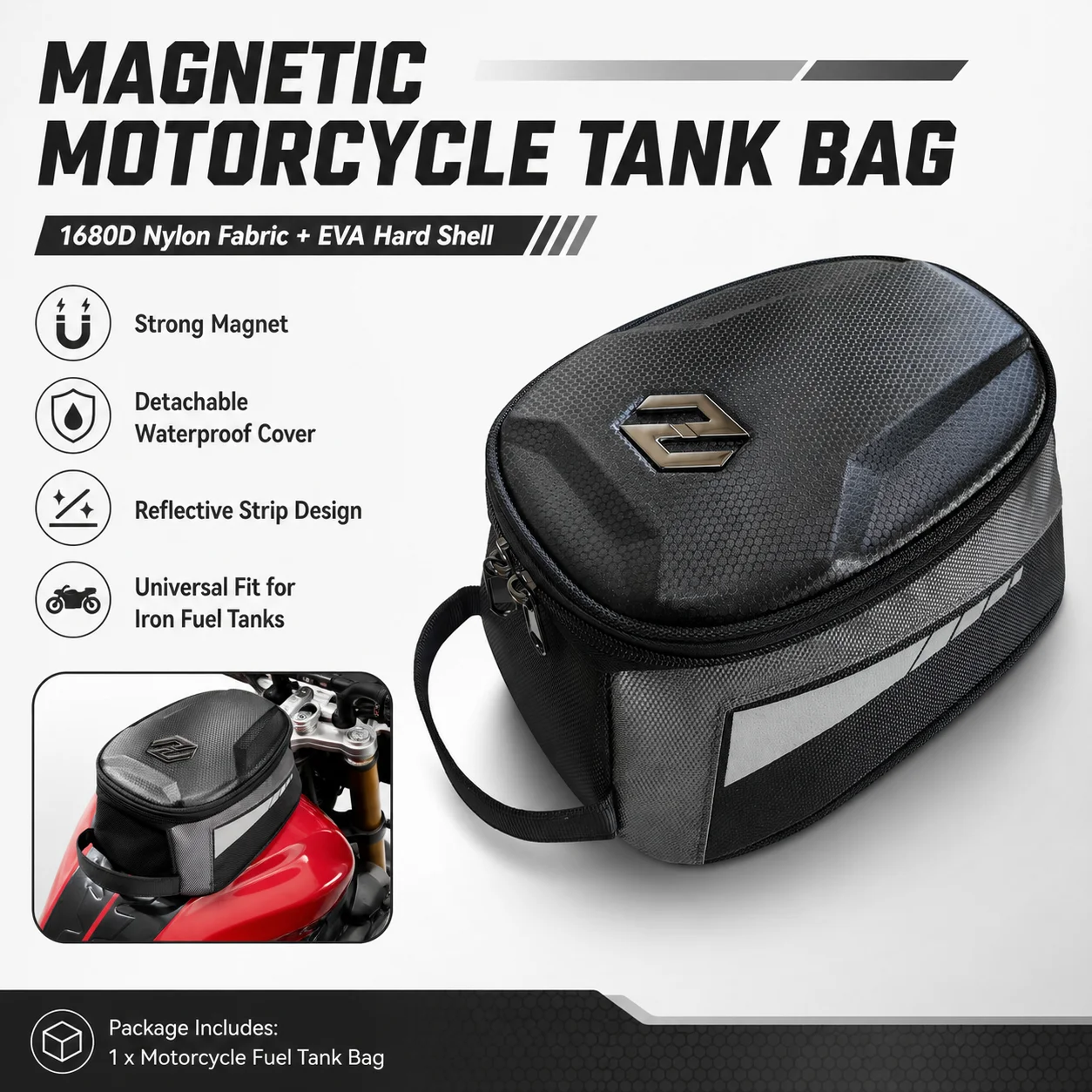 

For BMW S1000RR CBR600RR GSXR 750 1000 NINJA ZX6R ZX10R ZX12R Universal Motorcycle Modified Magnetic Fuel Tank Bag Accessories
