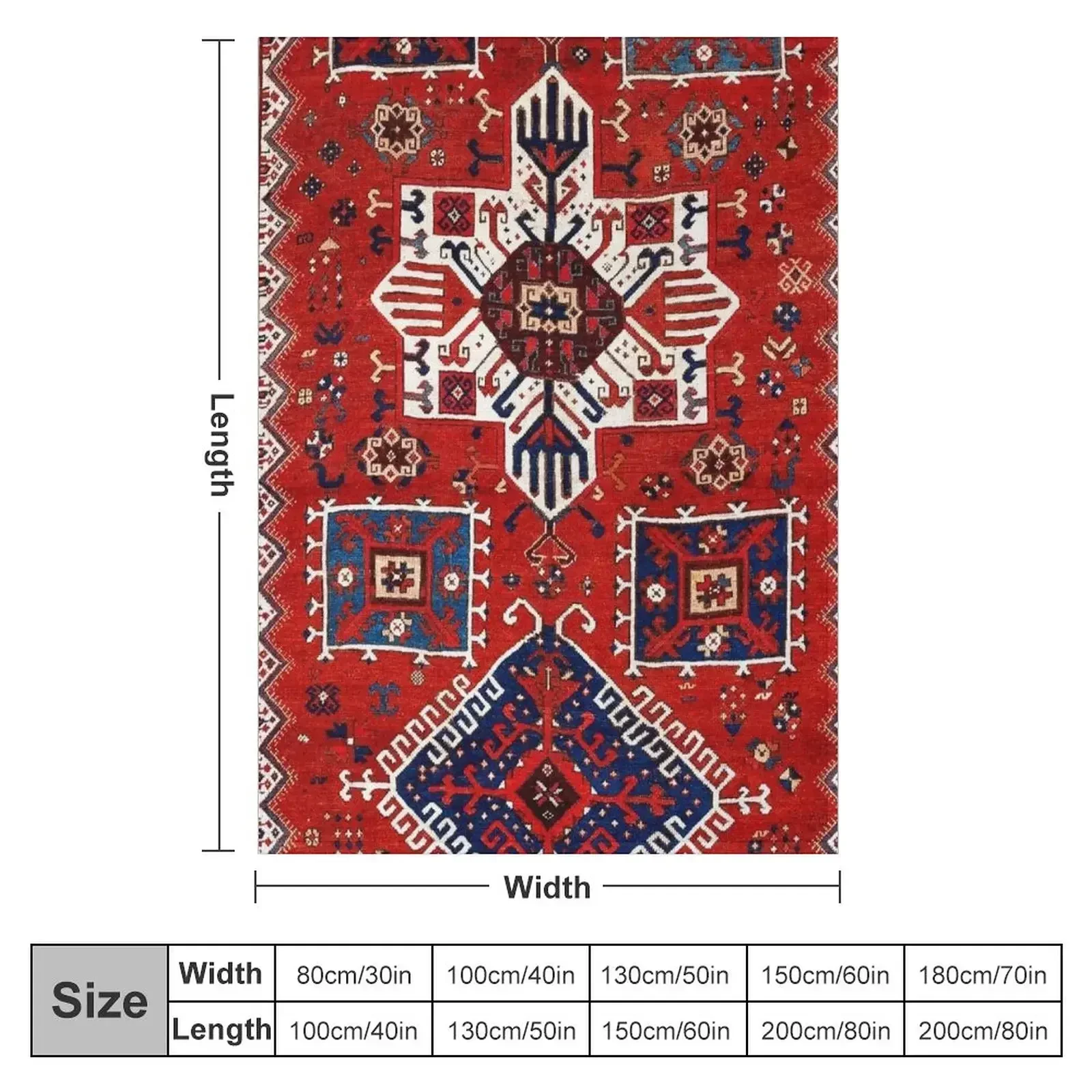 Sivas Central Anatolian Rug Print Throw Blanket couch cozy soft plush fuzzy picnic outdoor blanket