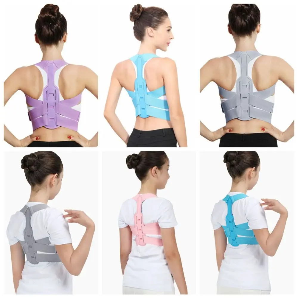 Polyester Back Posture Corrector Full Back EVA Back Brace Posture Corrector Black/Pink/Purple Adjustable Upper Back Brace