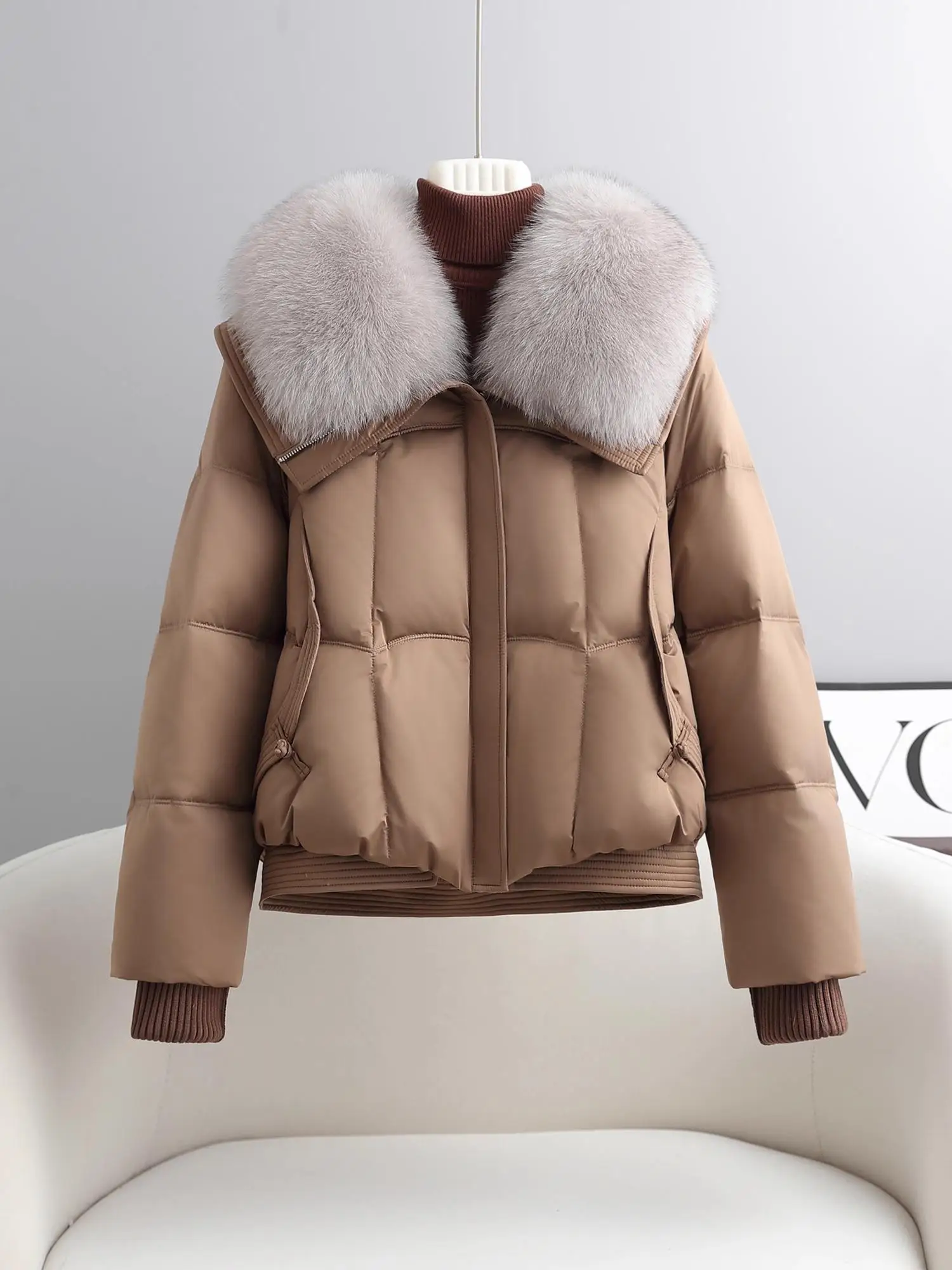 

Ультра теплый хлопковый тюнер премиум-класса, женский зимний новый съемный меховой воротник, свободная мода, корейская версия C...