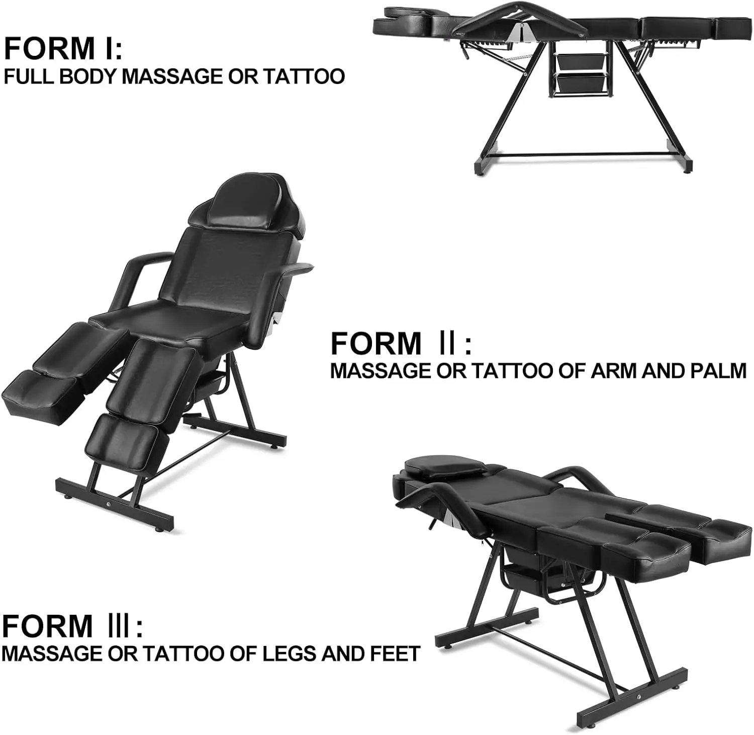 Artist hand Tattoo Table with Adjustable Backrest Tattoo Chair for Client Facial Bed Massage Bed for Eyelash Extensions Salon