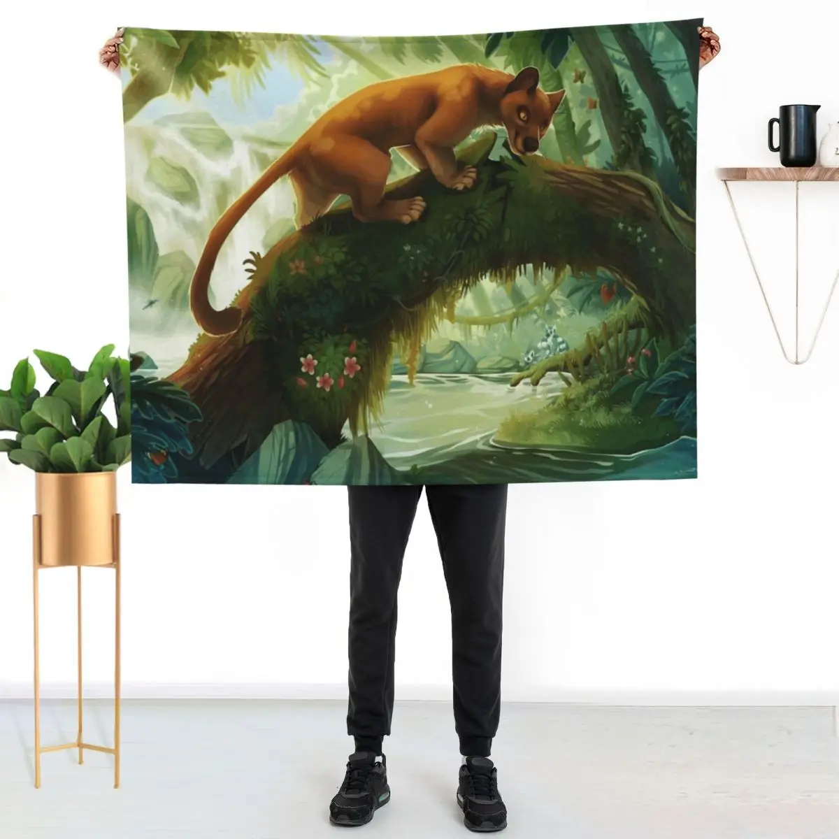 Peaceful Fossa walking in the jungle Throw Blanket Loose Plaid for babies bed plaid Sofa Throw halloween Blankets