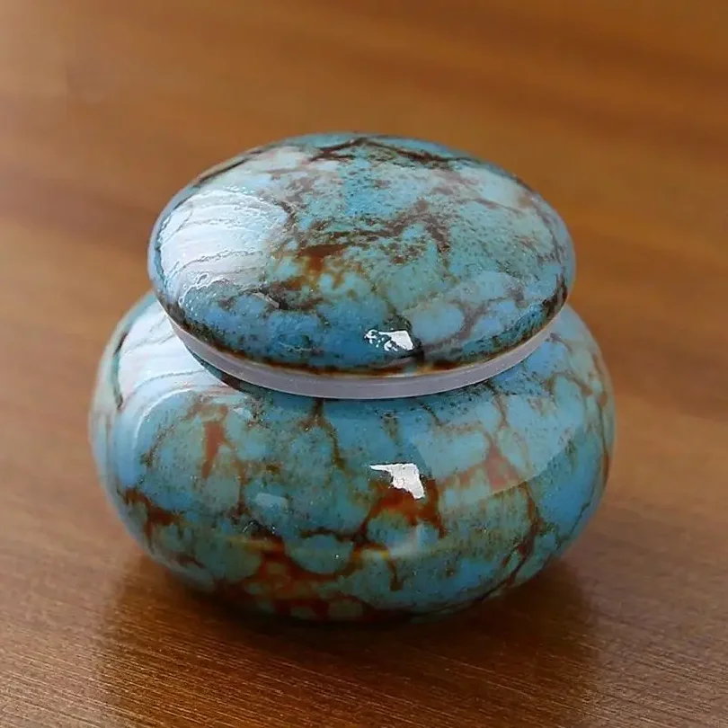 L9BE Handcrafts Ceramic Keepsakes Urn For Pet And Loved Small Size Cremation Box for Human Ashes Container Shelf Display