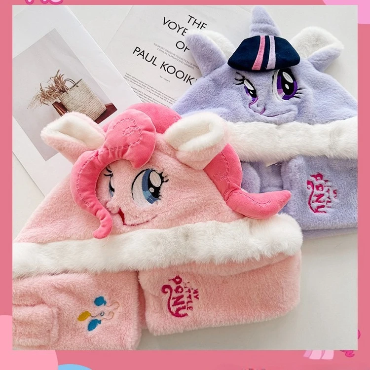 

Miniso's new winter style little pony plush hat for women cute hat scarf integrated thickened warm ear protection Lei Feng hat
