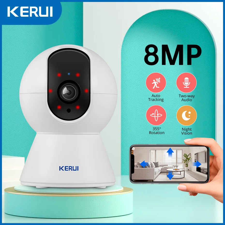KERUI 5MP 4K Tuya Smart Mini WiFi IP Camera AI Human Detect Camera Night Vision Baby Security Surveillance Wireless Indoor Came