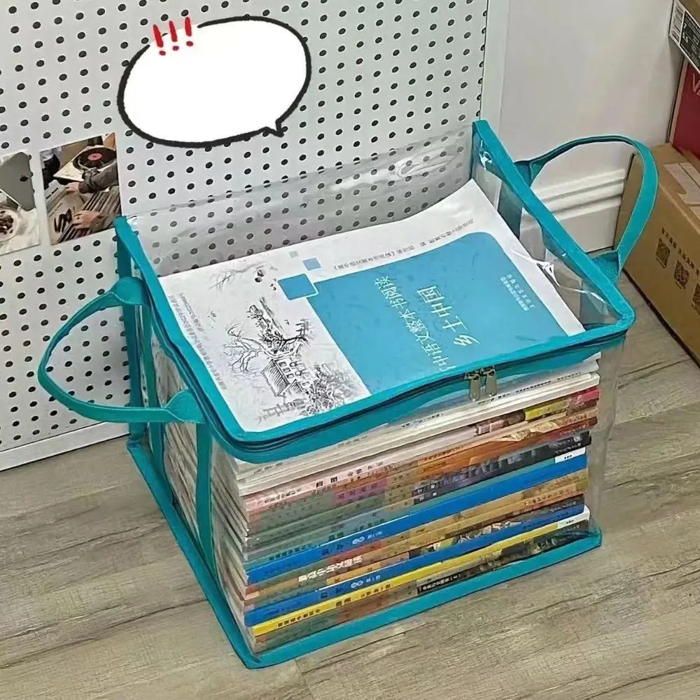 Oversize กระเป๋าเก็บหนังสือ Handle Organizer กันน้ําคอนเทนเนอร์คอลเลกชันโปร่งใสกระเป๋าถือพับ Candies