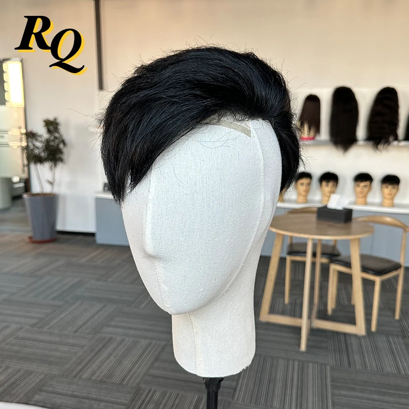 Men's Toupee Pre Cut Hair For Men Full Lace Base Human Hair Replacement Toupee System Unit Male Wig Hair Prosthesis