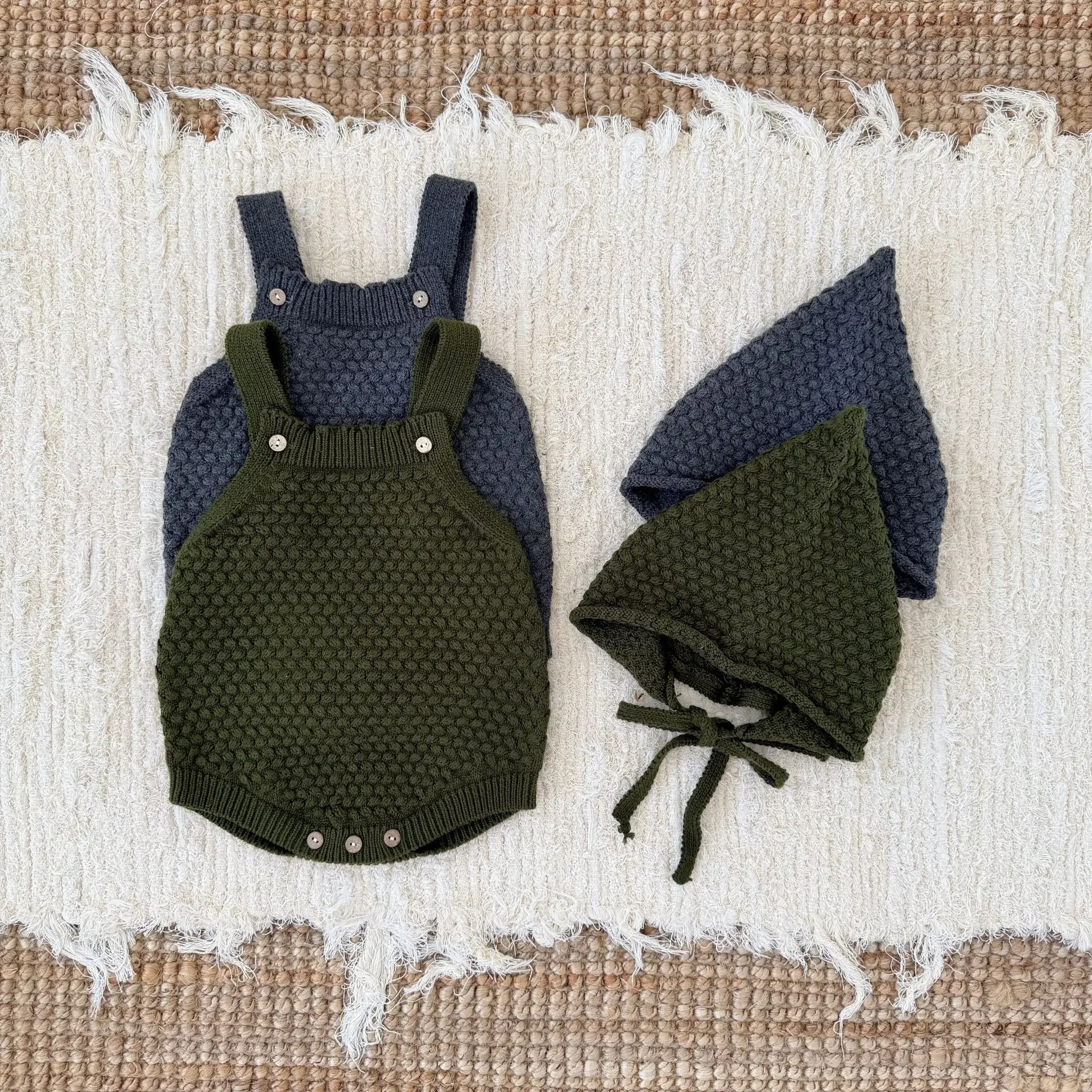 Baby Clothes 2025 Autumn and Winter Baby Boy's Strap Knitted Bag Fart Shorts Strap Pant Or Hat