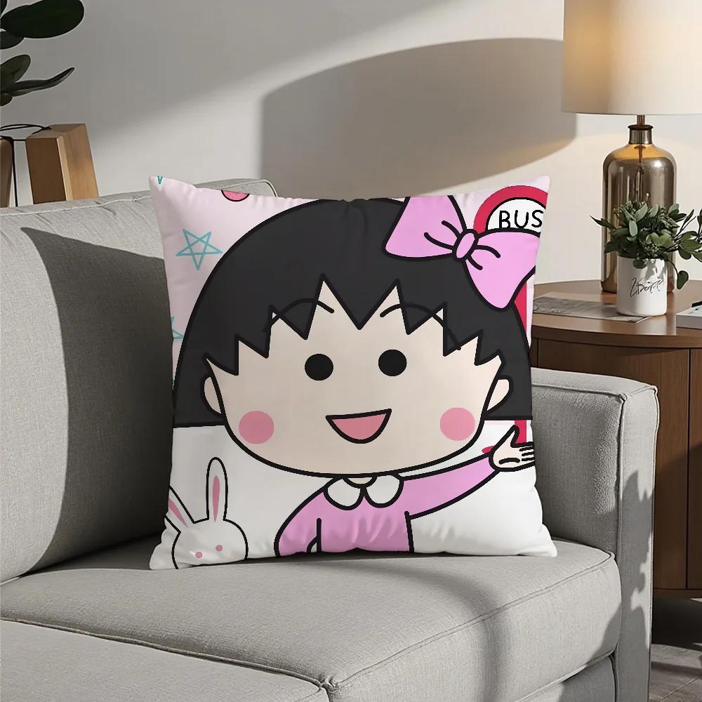 Cartoon C-Chibi Maruko-Chan Pillow Case Plush Fabric Soft  Pillowcase Double Sided Print Cushion Cover Household Gifts