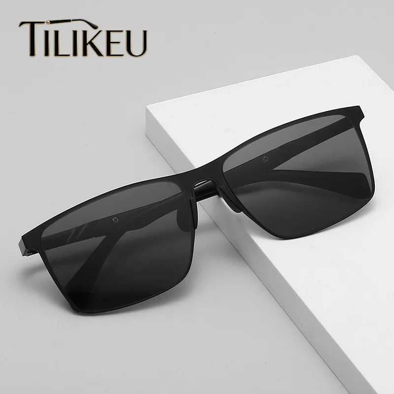 

2026 Ultra-light Stainless Steel Nylon Square Polarized Sunglasses Classic Men's Driving Anti Glare Shades UV400 Fishing Eyewear