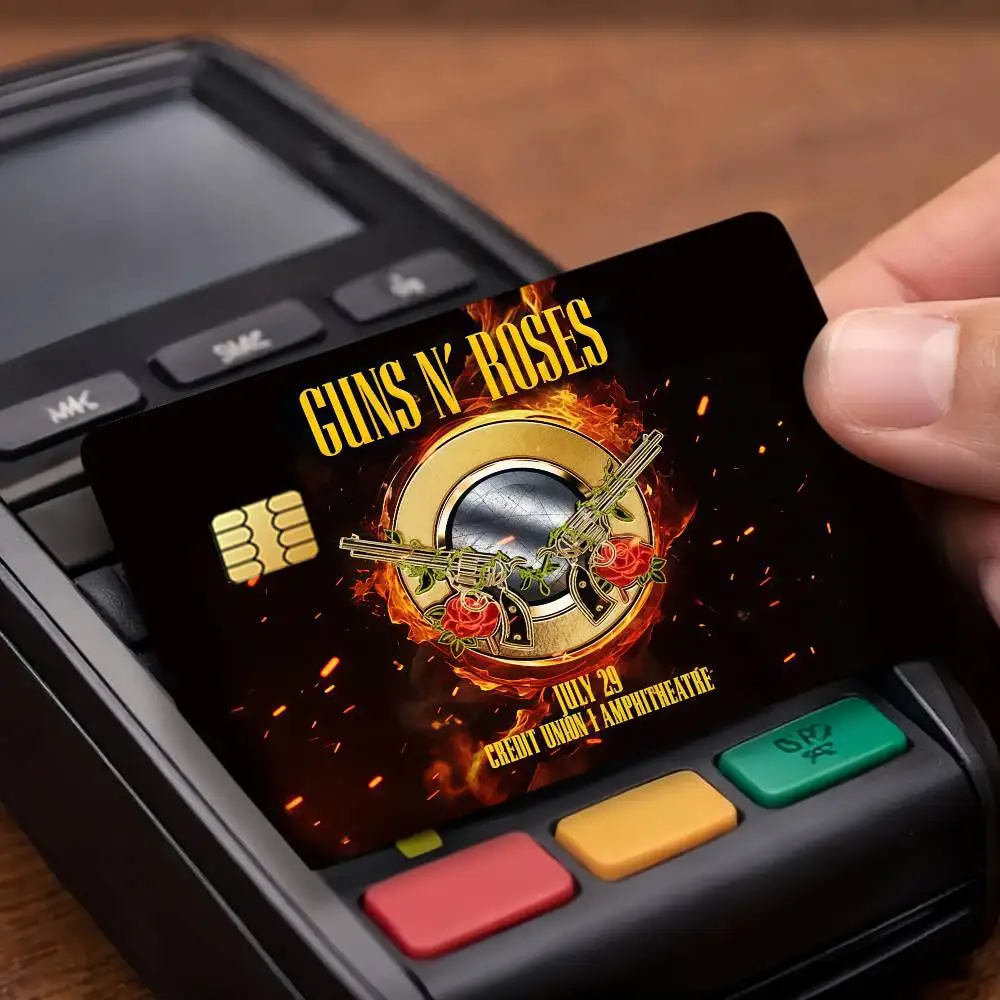 Rock Band G-Guns N RoseS Credit Skin Cover Card Stickers 4PCS Film Bus Pass Front Decoration Bank Debit Waterproof