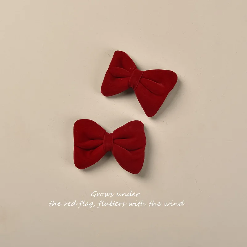 

Autumn Winter Red Velvet Girls Bow Hair Clips Children New Year Cute Hairpins Festival Celebration Hair Accessories