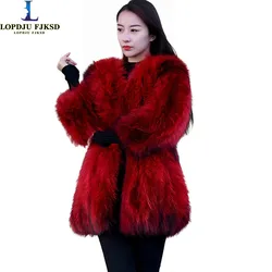 Real Fox Fur Coat for Women, O-Neck, Open Stitch, Thick Warm Overcoat, Long Jacket, Female Clothing, High Quality, New, Winter